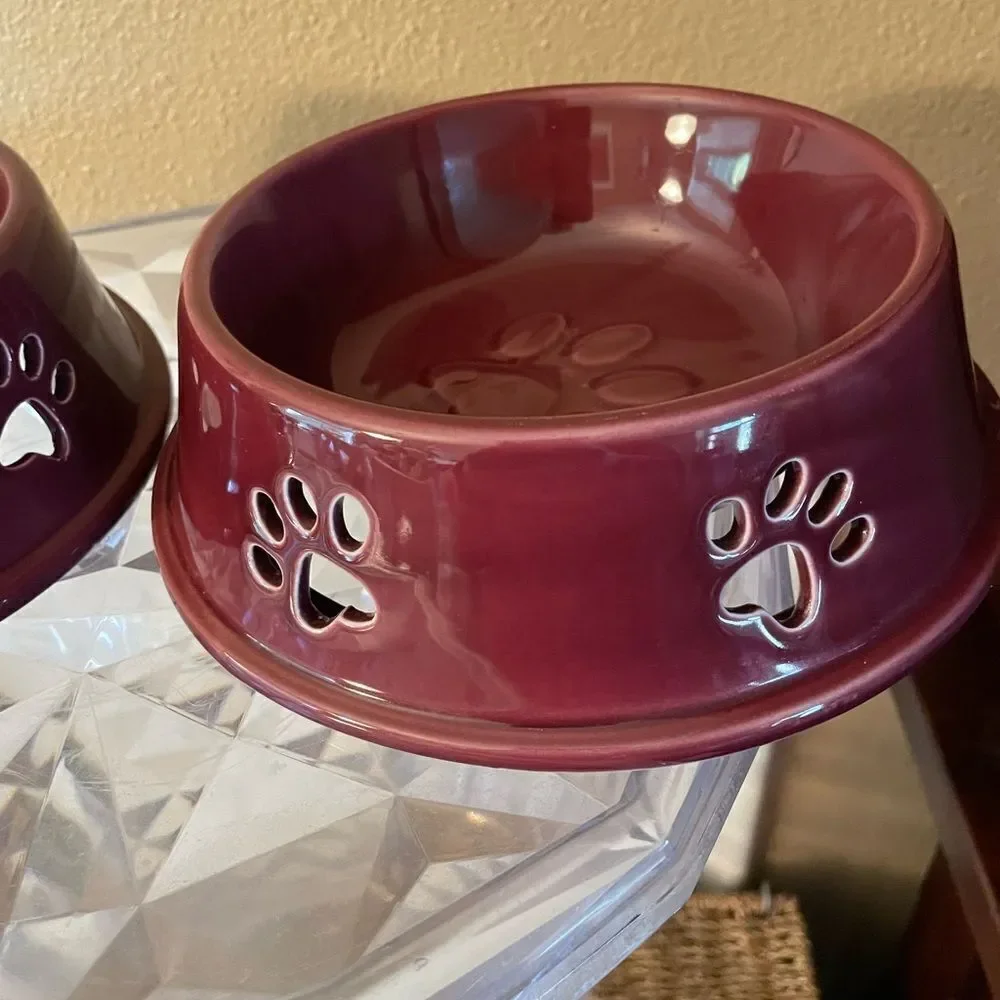 Top Paw Purple Plum Stoneware Dog Bowls
